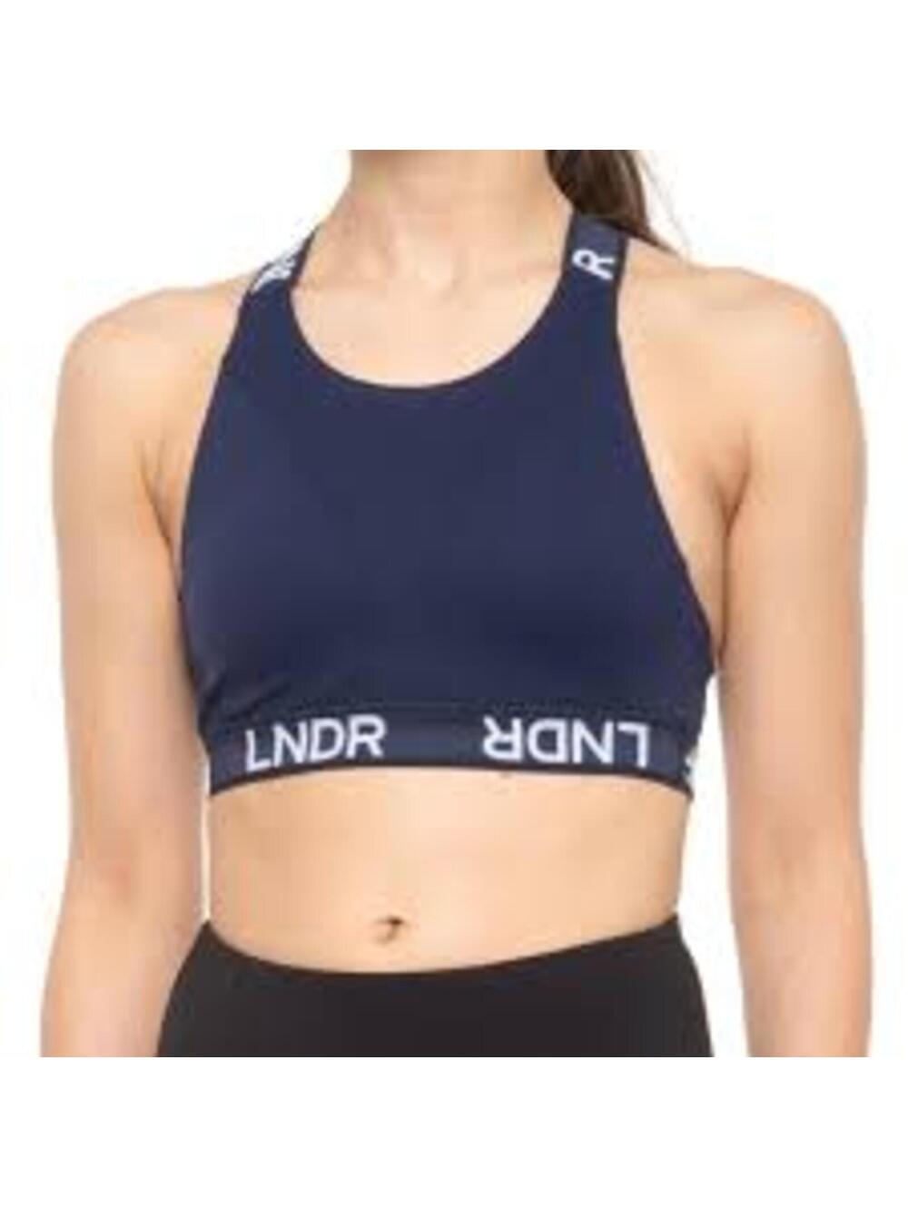 LNDR Navy Blue Logo Racerback Sports Bra
